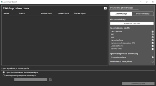 Widok po uruchomieniu aplikacji
